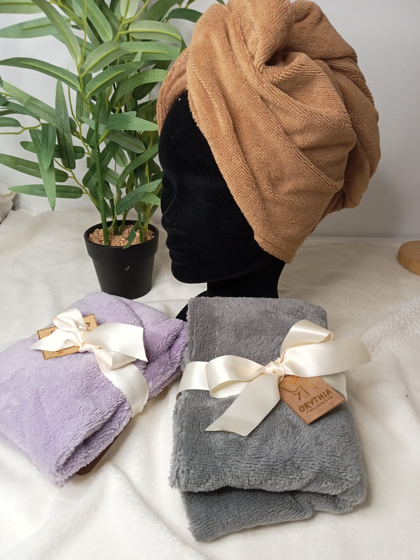 B - SERVIETTE Cheveux - TURBAN - Bambou